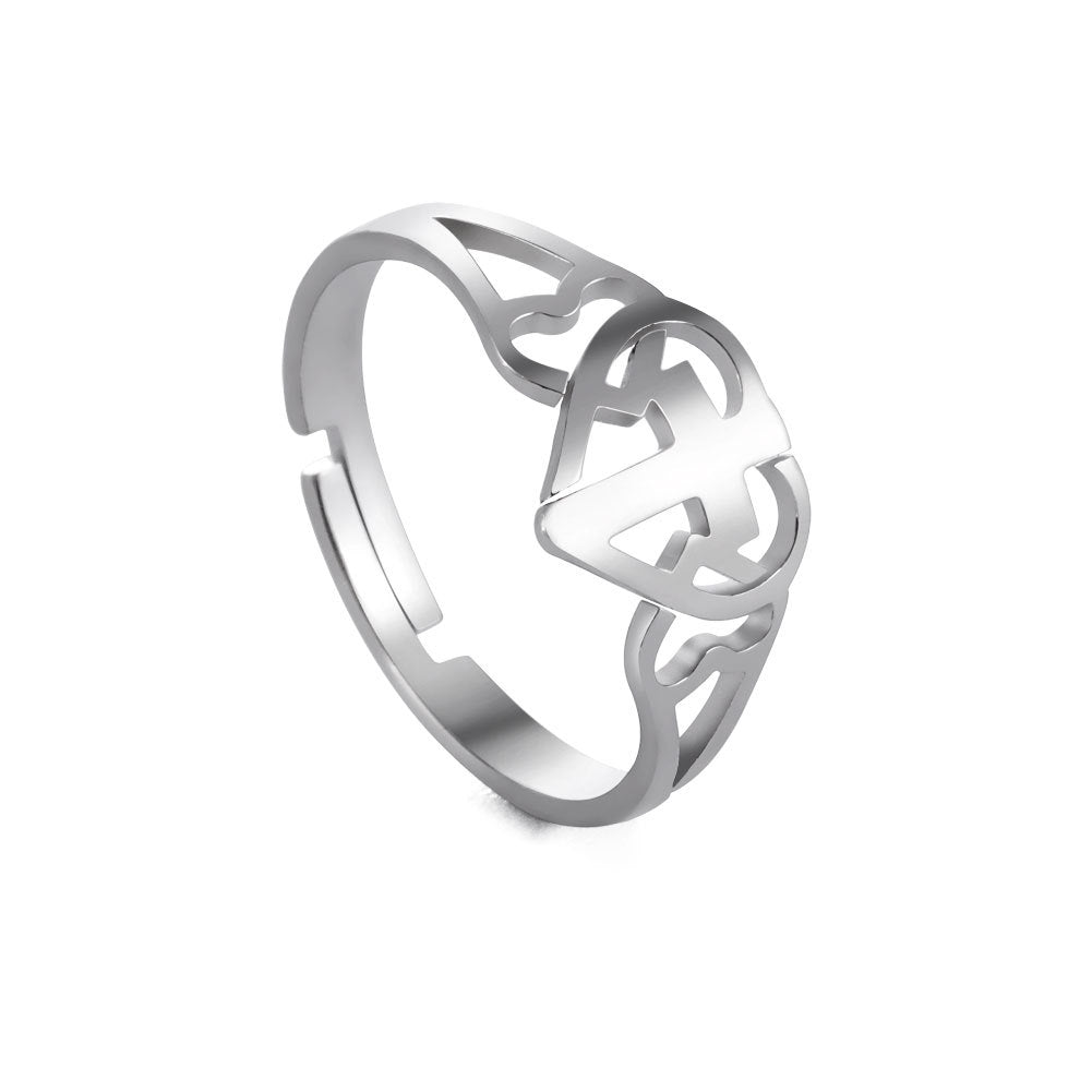 The Open Heart Cross Stainless Steel Heart Cross Ring view 7