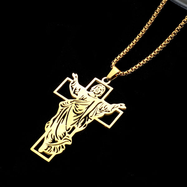 The Risen Christ Stainless Steel Jesus Cross Necklace view 11