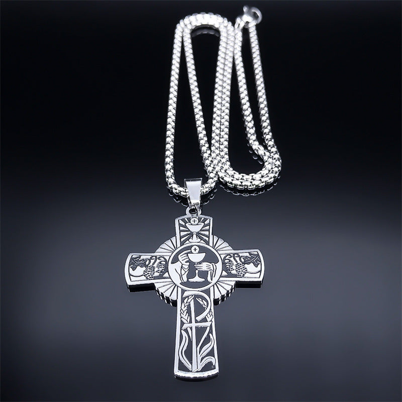 The Eucharistic Cross Stainless Steel Eucharistic Cross Necklace