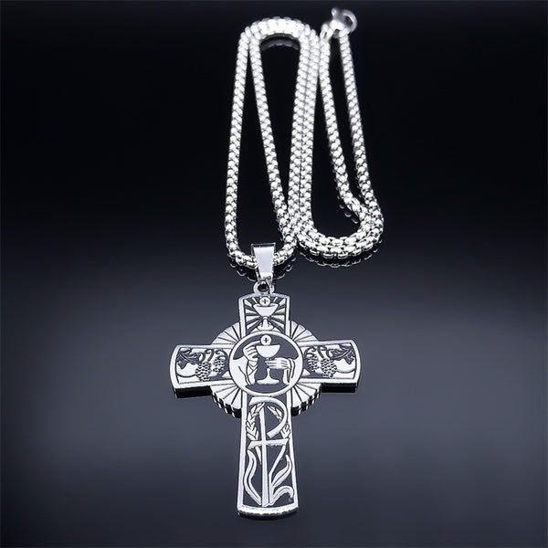 The Eucharistic Cross Stainless Steel Eucharistic Cross Necklace