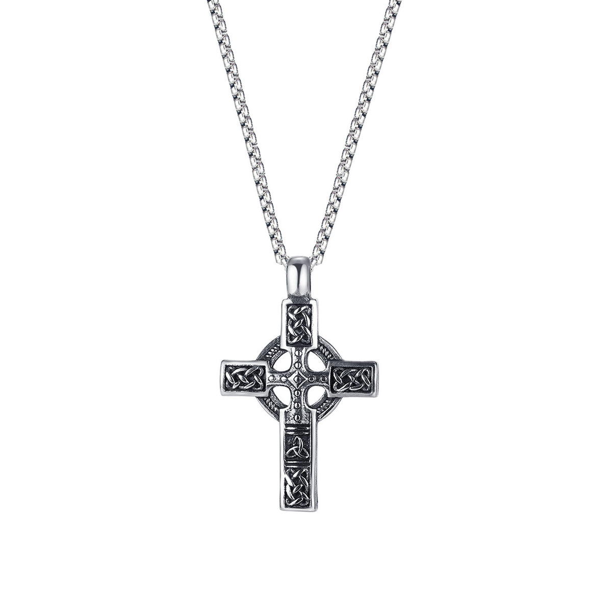 The Ancient Cross Stainless Steel Celtic Cross Necklace view 6