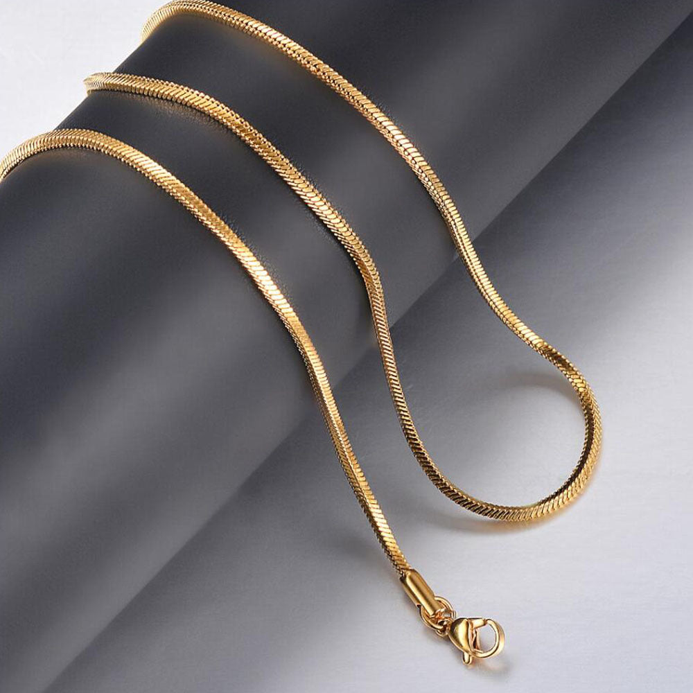 The Gilded Serpent Stainless Steel Gold Snake Chain Necklace view 3