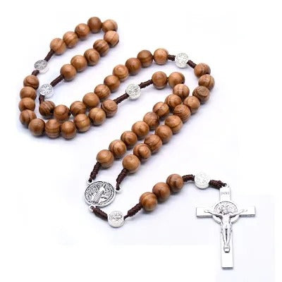 The Benedictine Rosary Wooden Bead Rosary Necklace view 2