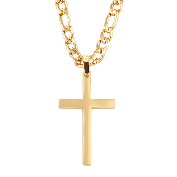 The Gilded Cross Men's Gold Stainless Steel Cross Necklace