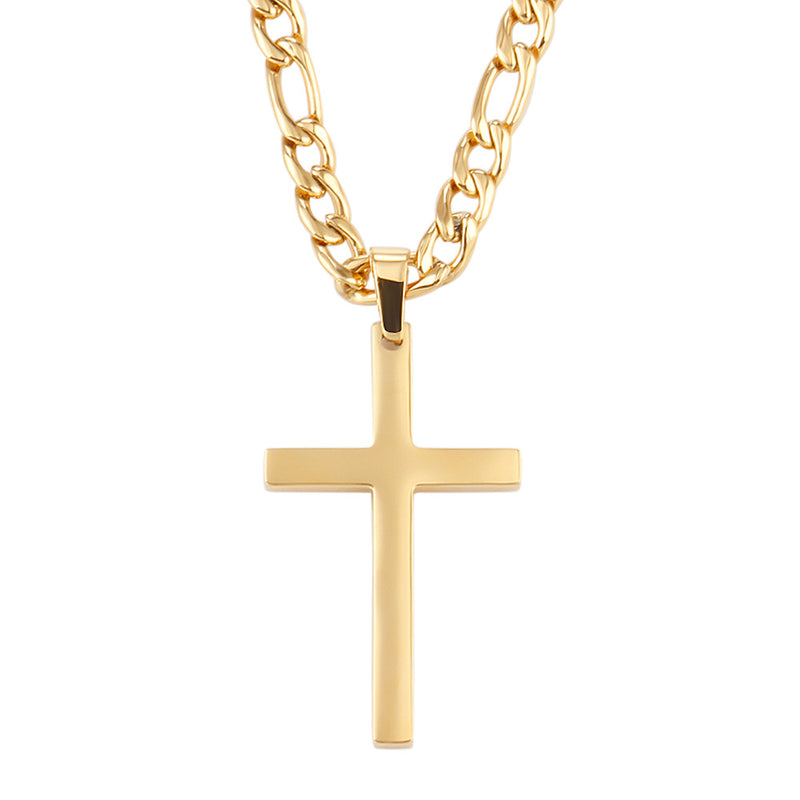 The Gilded Cross Men's Gold Stainless Steel Cross Necklace