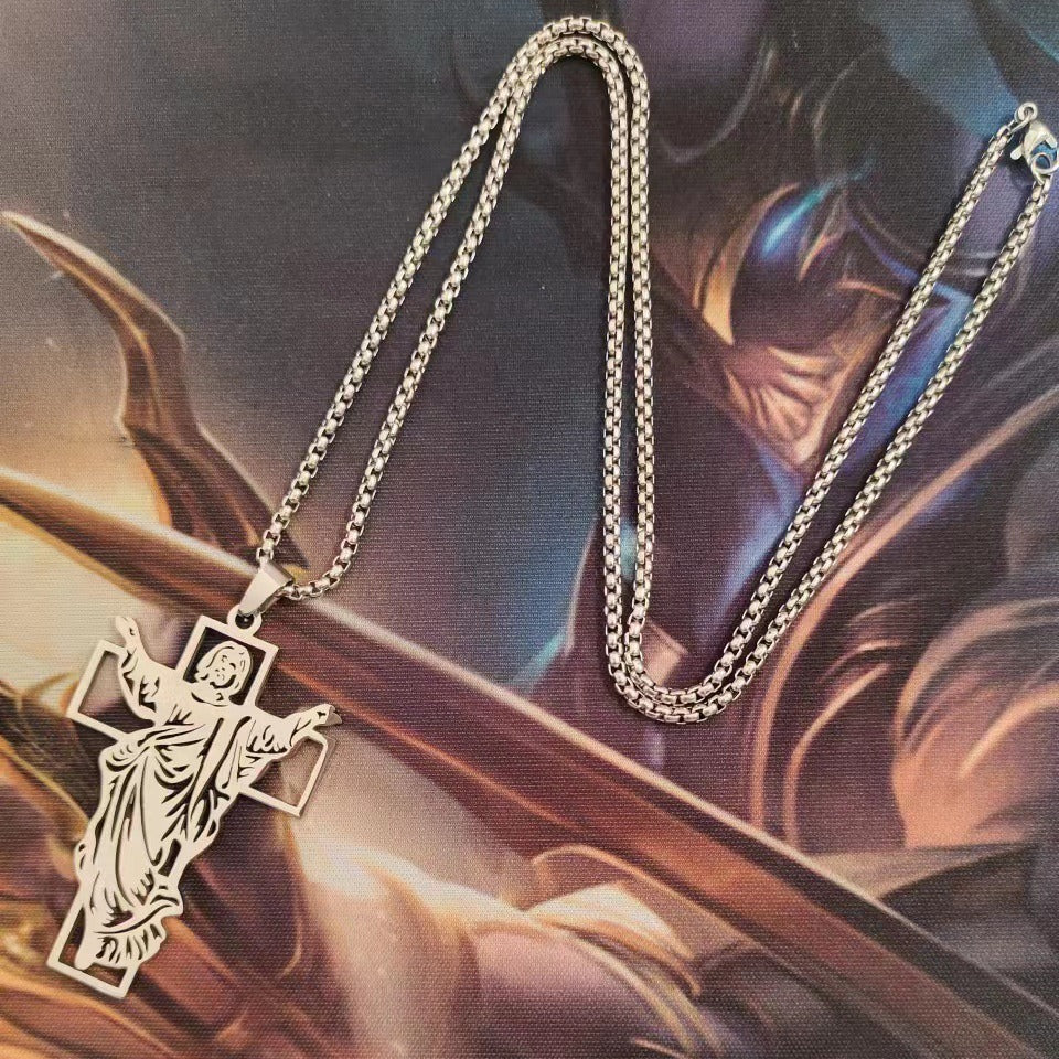 The Risen Christ Stainless Steel Jesus Cross Necklace view 6