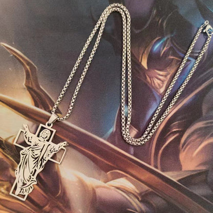 The Risen Christ Stainless Steel Jesus Cross Necklace view 6