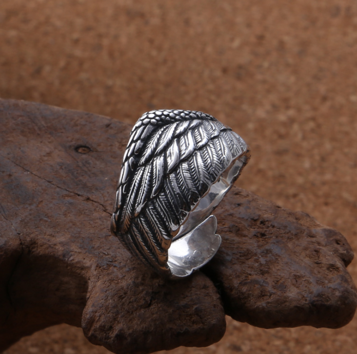 The Angelic Flight Sterling silver angel wing ring view 6