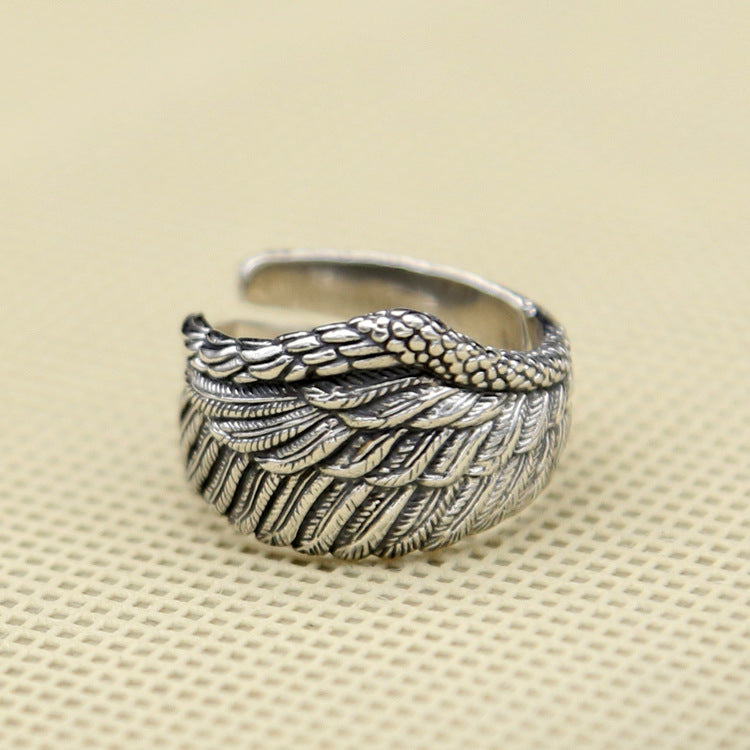 The Angelic Flight Sterling silver angel wing ring view 2