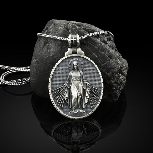The Miraculous Emblem Stainless Steel Virgin Mary Necklace