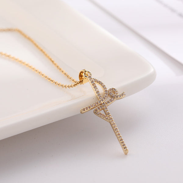 The Prism of Joy - Gold Cross Necklace with Multicolor Crystals