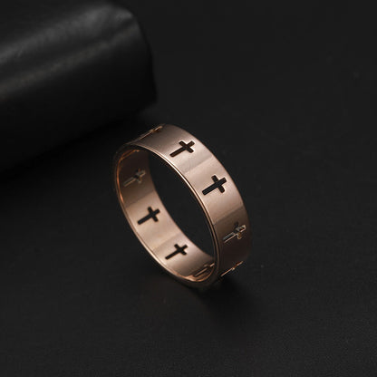 The Hallowed Band - Black, Gold, Silver & Rose Gold Cross Ring