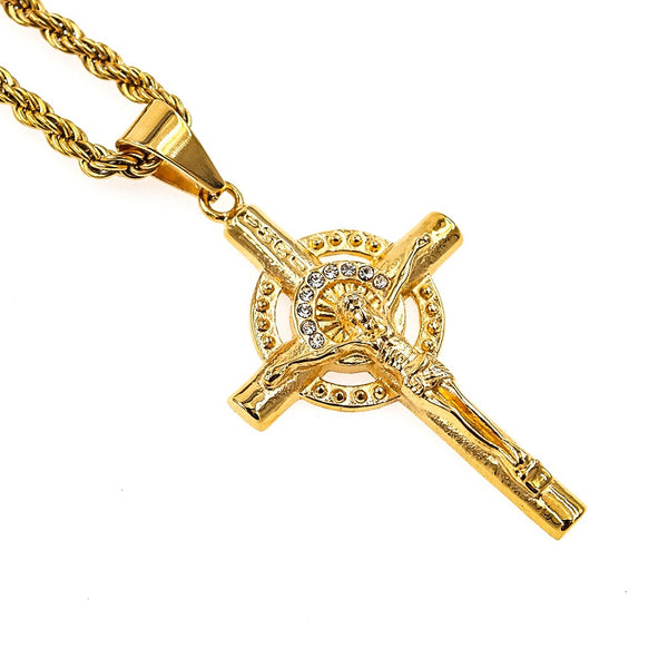 The Radiant Crucifix Gold-Plated Crucifix Pendant Necklace view 3