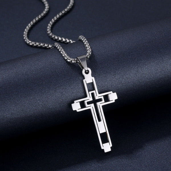 The Modern Devotion Stainless Steel Hollow Cross Necklace