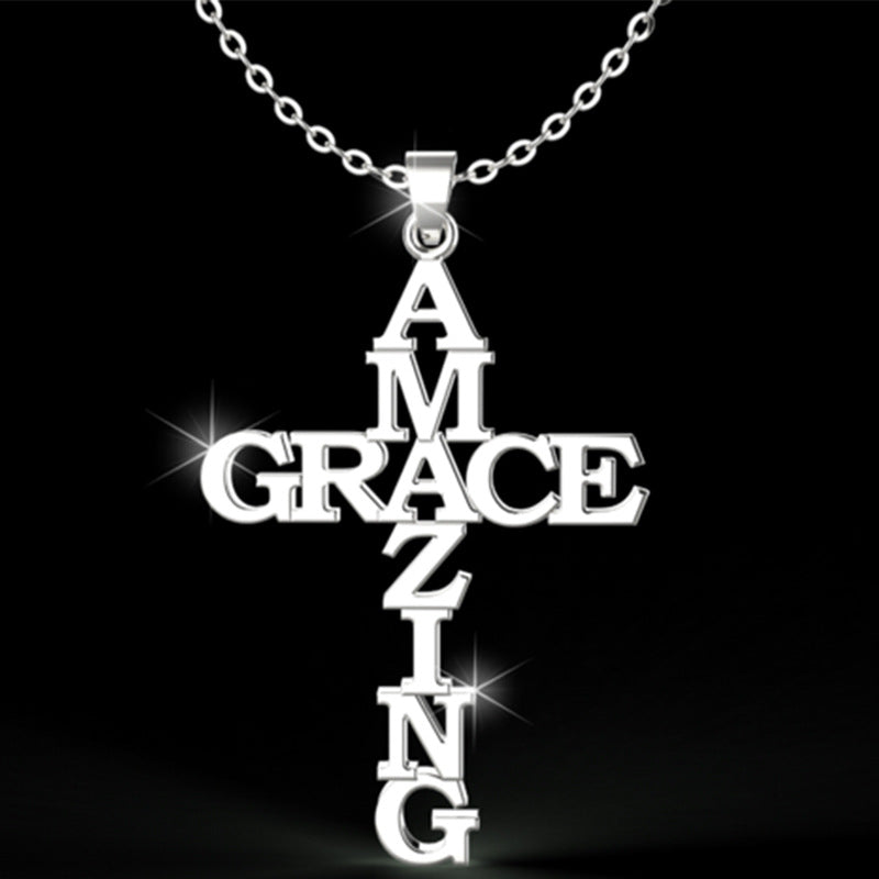 The Graced Cross Stainless Steel Amazing Grace Cross Necklace view 2