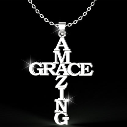 The Graced Cross Stainless Steel Amazing Grace Cross Necklace view 2