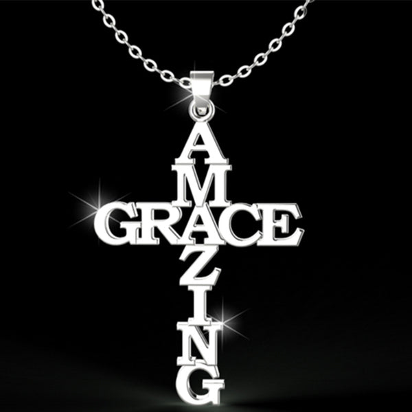The Graced Cross Stainless Steel Amazing Grace Cross Necklace view 2