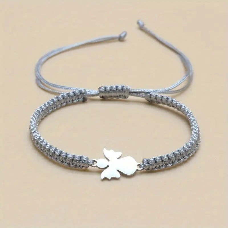 The Angelic Embrace Stainless Steel Angel Cord Bracelet view 7
