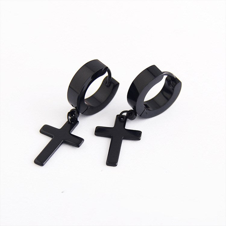 The Rainbow Cross Iridescent Stainless Steel Cross Earrings view 4