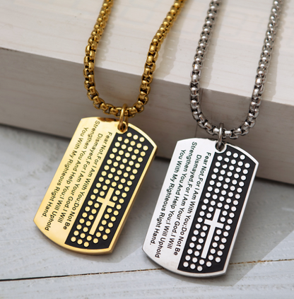 The Steadfast Word Stainless Steel Dog Tag Cross Necklace view 2