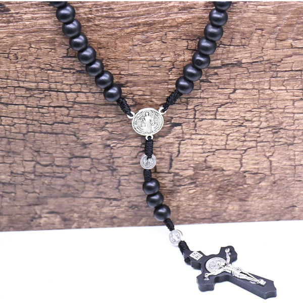 The Benedictine Path Black Wooden Rosary Necklace