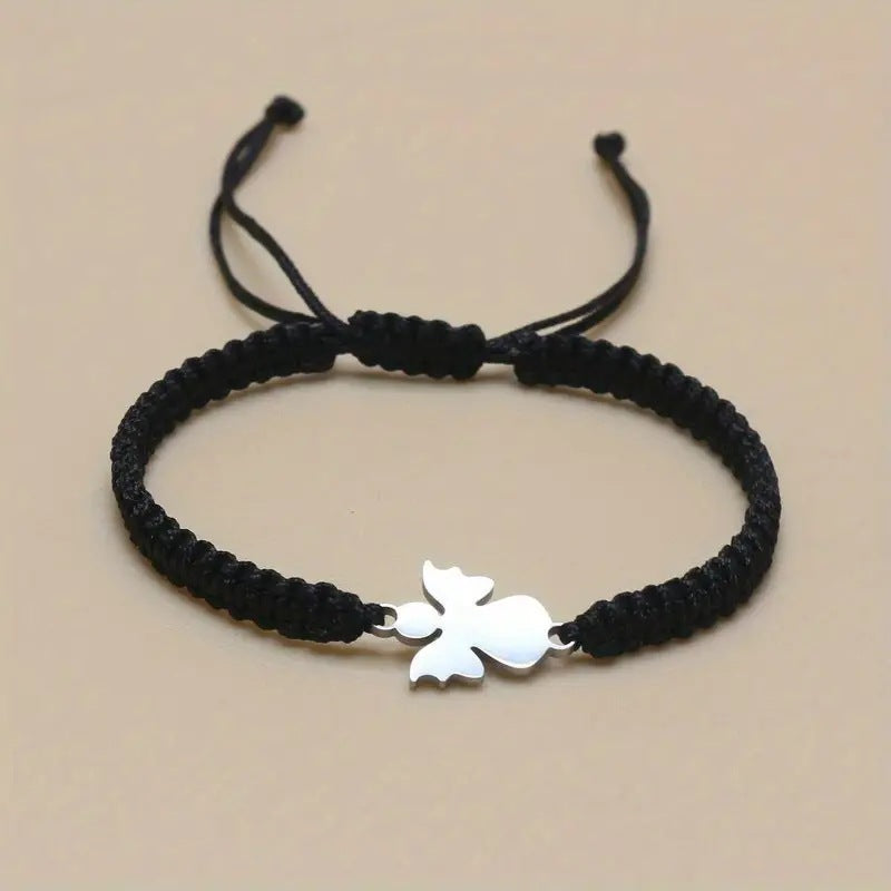 The Angelic Embrace Stainless Steel Angel Cord Bracelet view 4