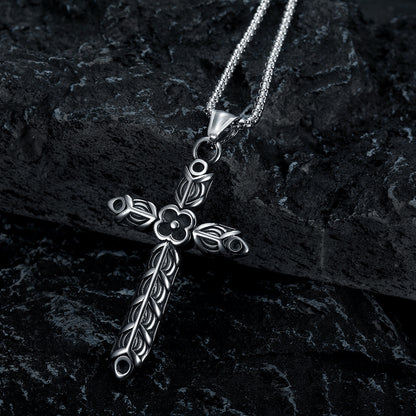 The Floral Cross Stainless Steel Floral Cross Necklace view 7