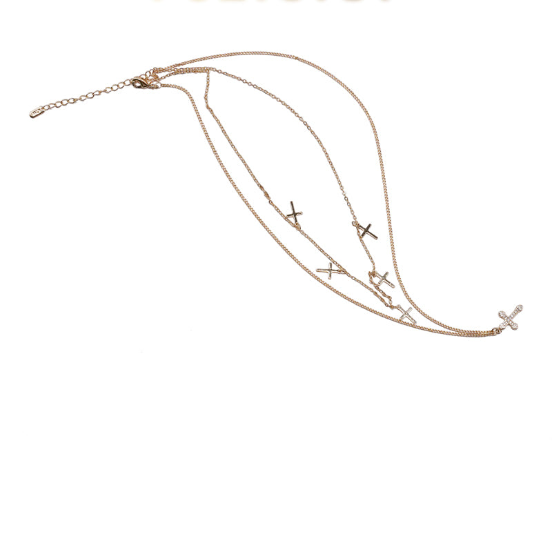 The Faithful Layers Stainless Steel Layered Cross Necklace