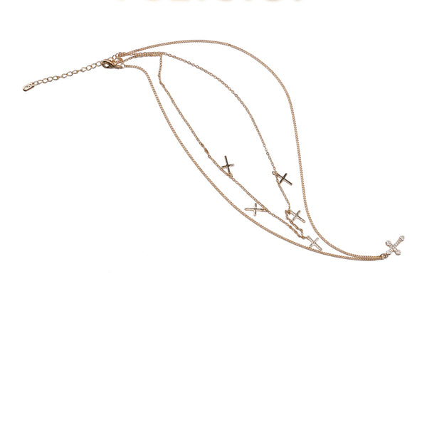 The Faithful Layers Stainless Steel Layered Cross Necklace