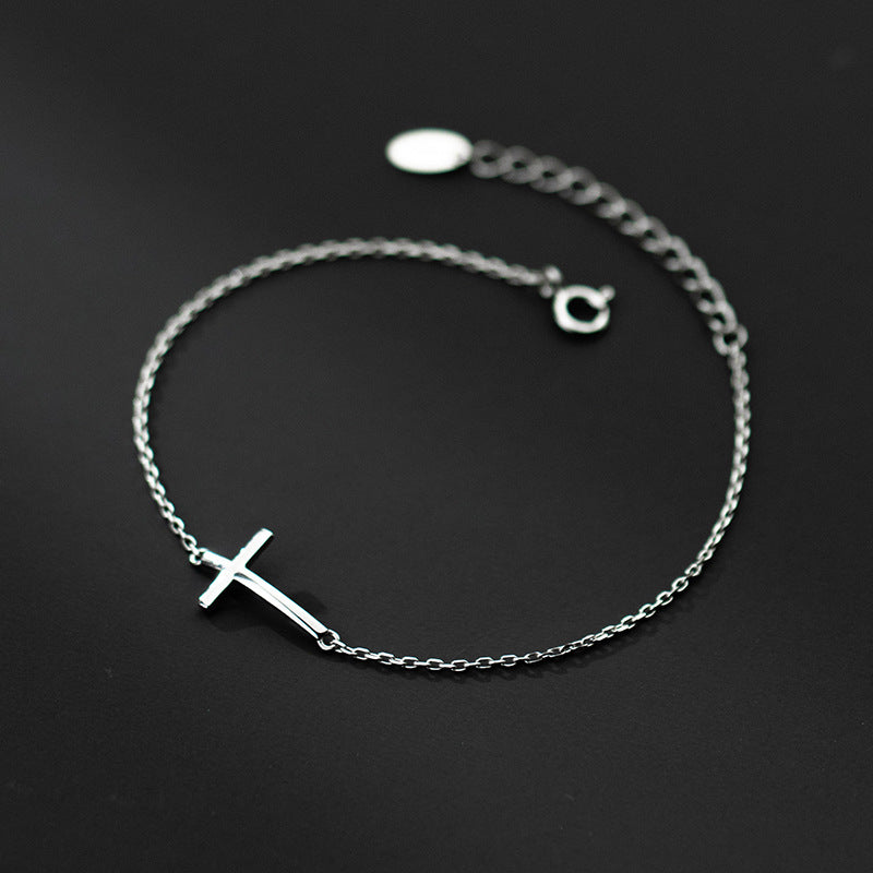 The Graceful Cross 925 sterling silver sideways cross bracelet view 3