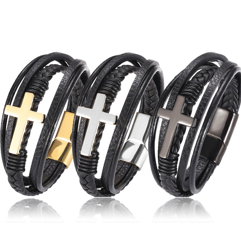The Braided Devotion Multi-layer Braided Cross Bracelet view 5