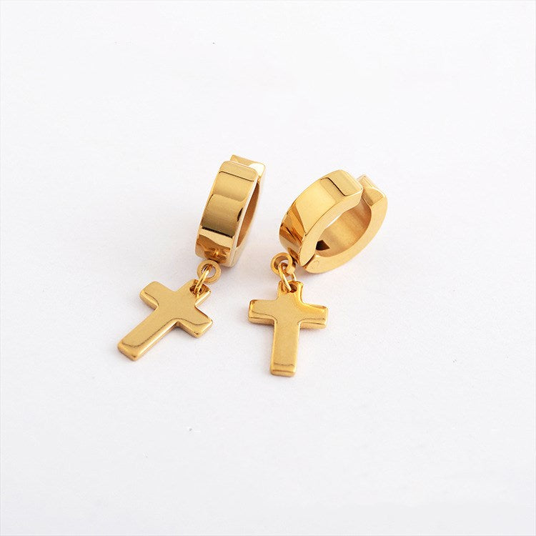 The Rainbow Cross Iridescent Stainless Steel Cross Earrings view 12