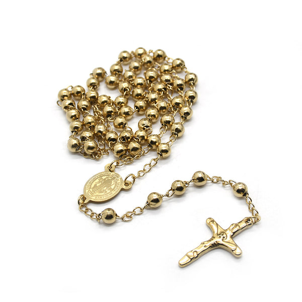 The Prayerful Journey Stainless Steel Rosary Necklace Cross view 7