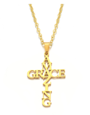 The Graced Cross Stainless Steel Amazing Grace Cross Necklace view 4