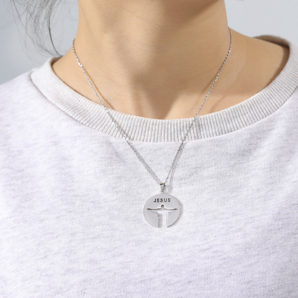 The Reverent Silhouette Stainless Steel Jesus Silhouette Necklace view 7