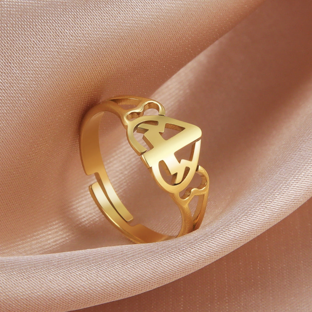 The Open Heart Cross Stainless Steel Heart Cross Ring view 2