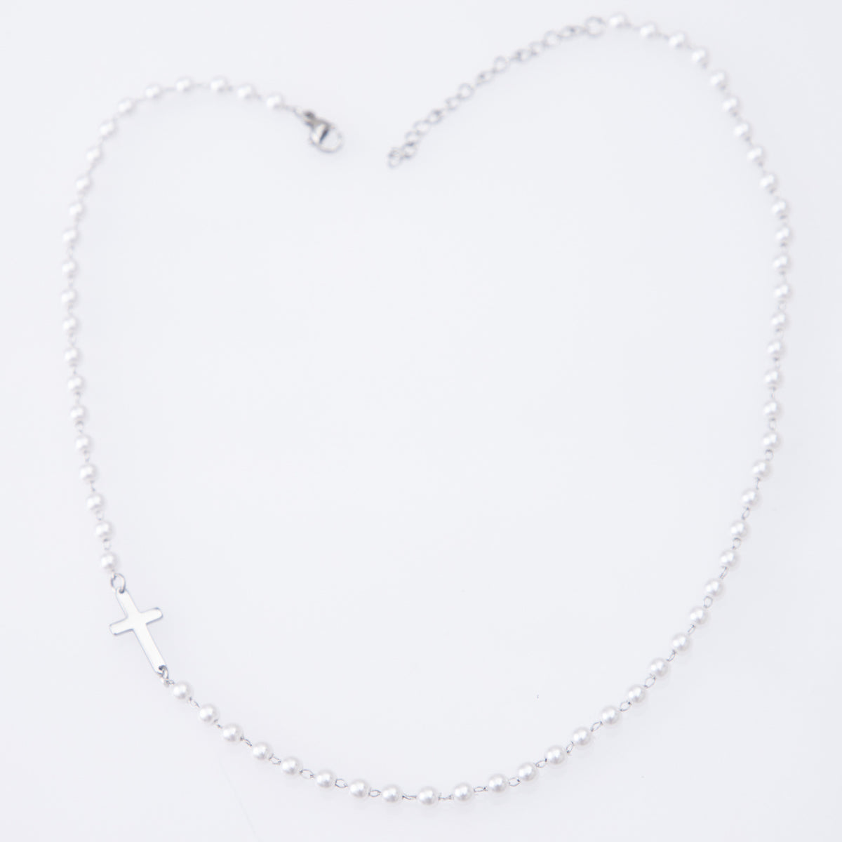The Devout Pearl Faux Pearl Cross Necklace view 2