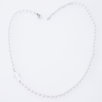 The Devout Pearl Faux Pearl Cross Necklace view 2