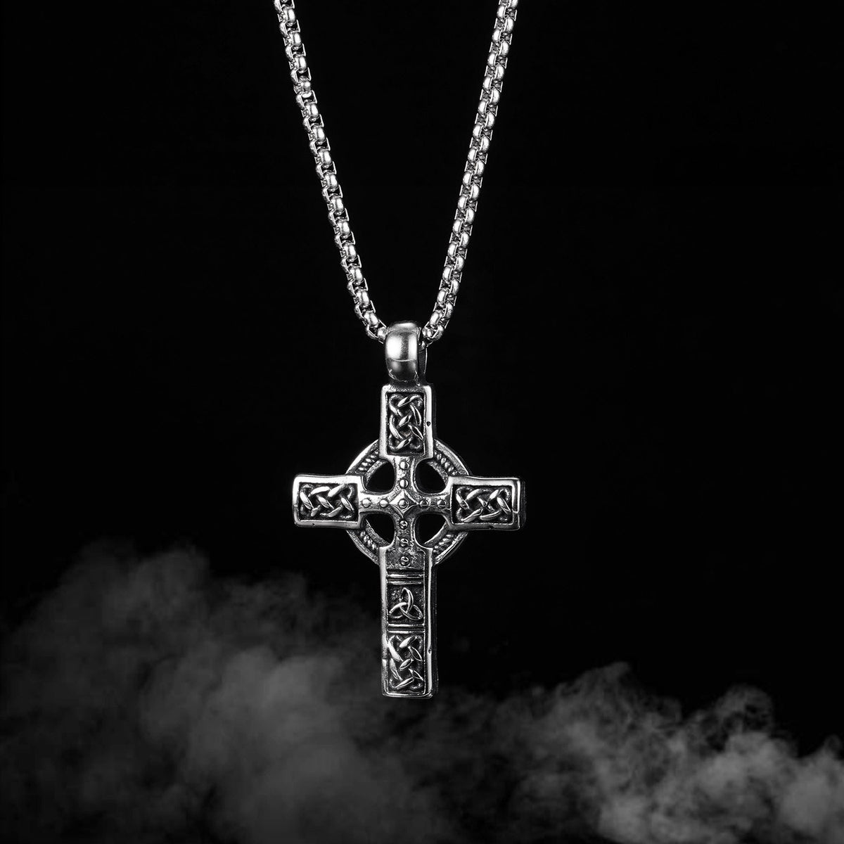 The Ancient Cross Stainless Steel Celtic Cross Necklace view 4