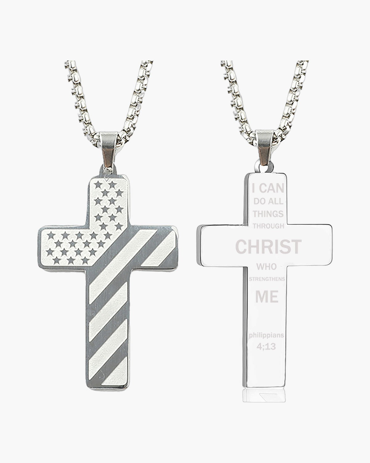 The Patriotic Scripture Cross, Philippians 4:13 / Silver