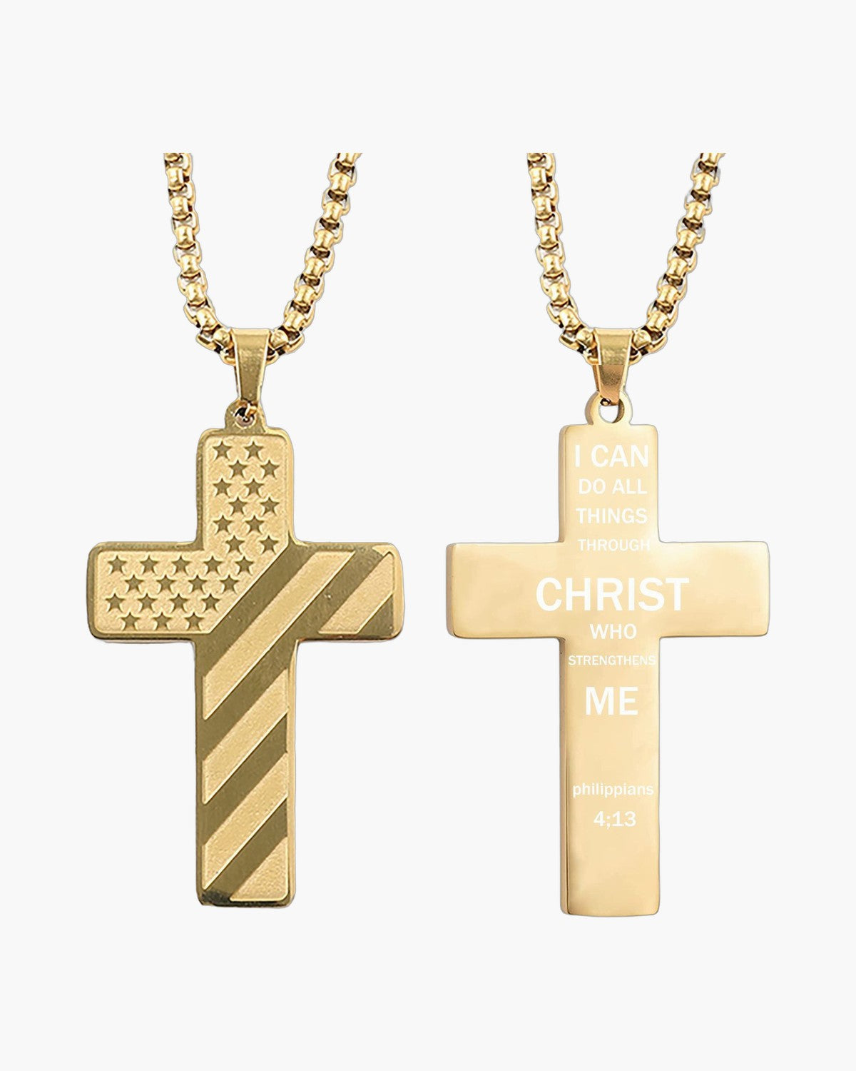 The Patriotic Scripture Cross, Philippians 4:13 / Gold
