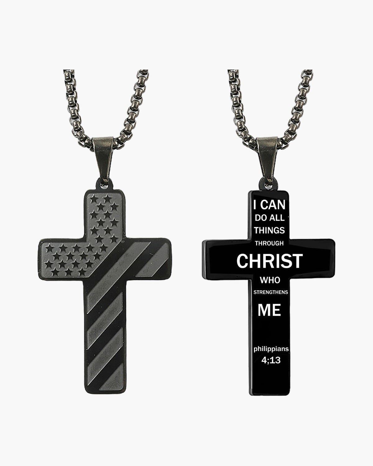 The Patriotic Scripture Cross, Philippians 4:13 / Black