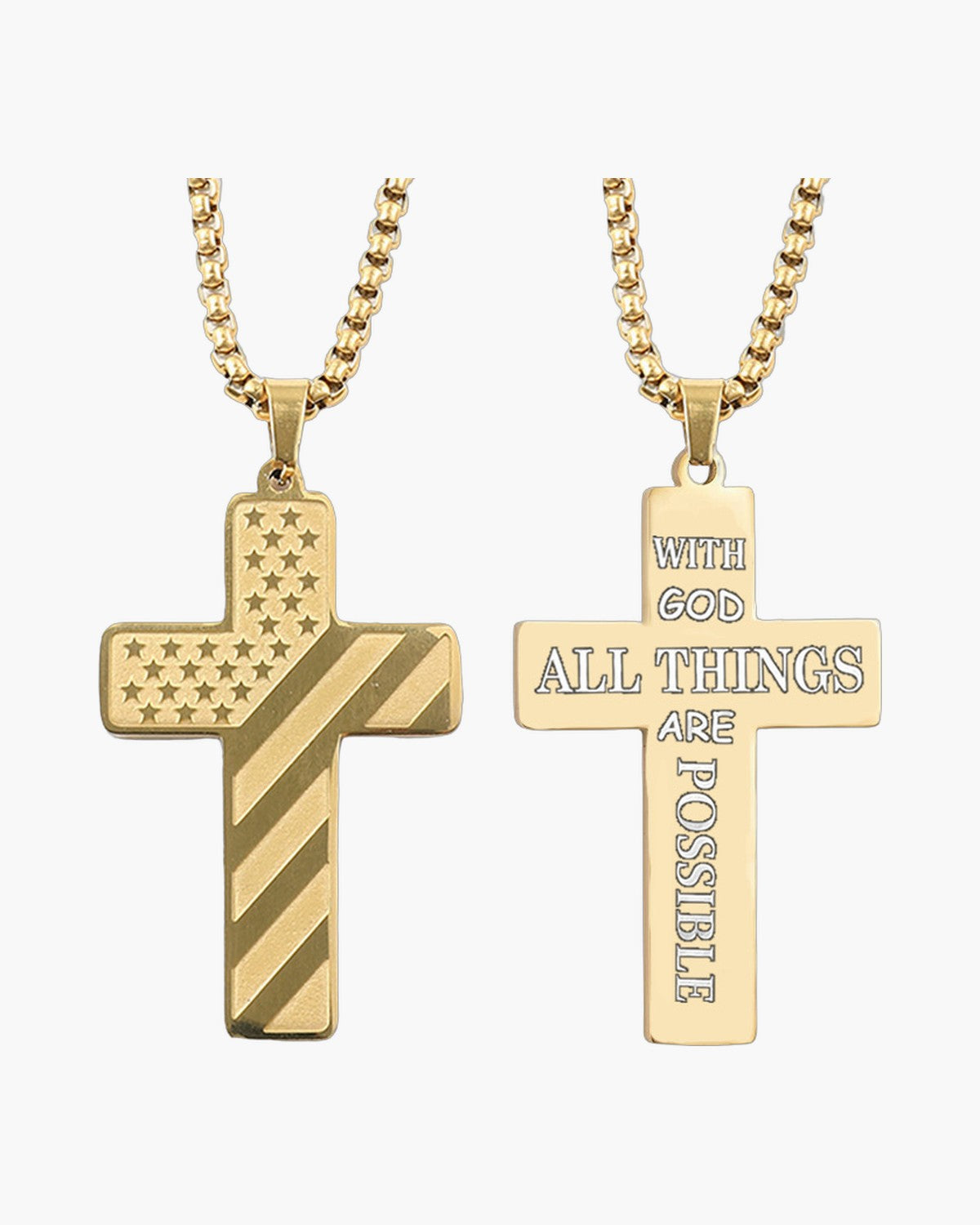 The Patriotic Scripture Cross, With God All Things / Gold