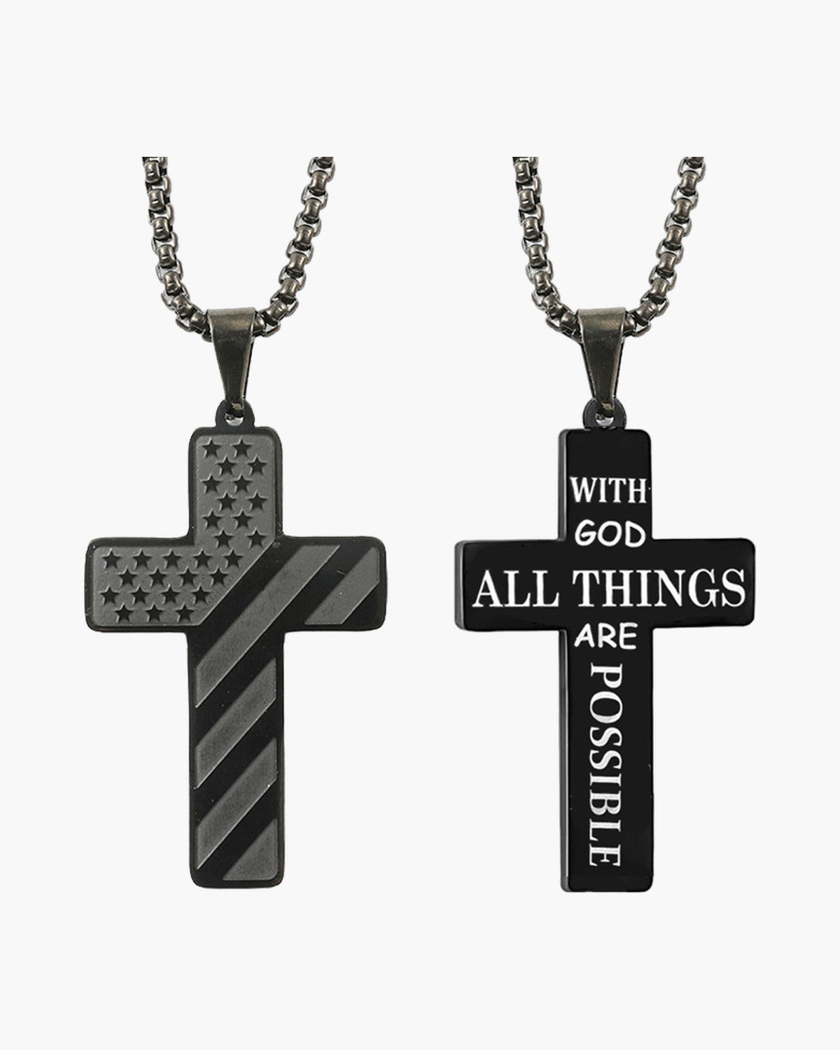 The Patriotic Scripture Cross, With God All Things / Black