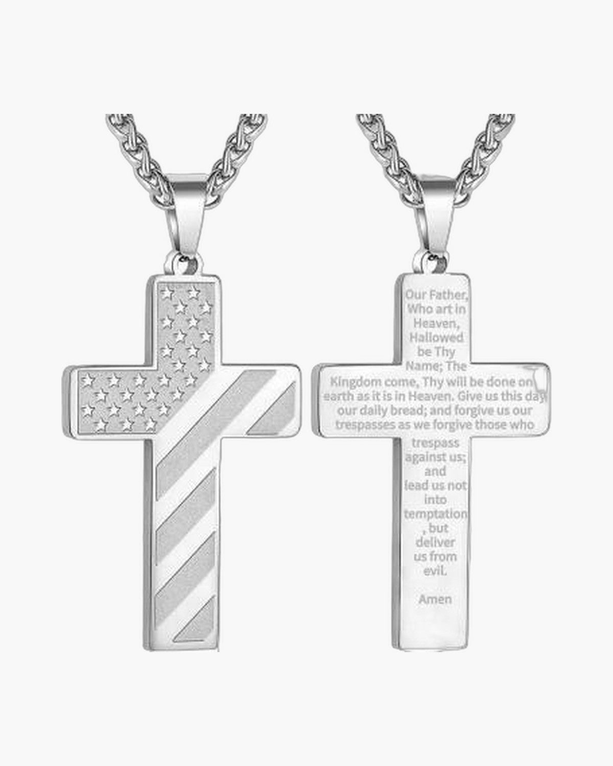 The Patriotic Scripture Cross, The Lord's Prayer / Silver
