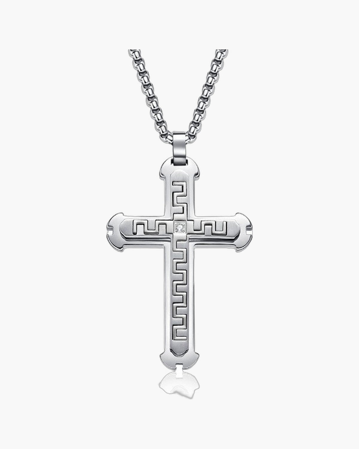 The Modern Cross, Greek Key / Silver