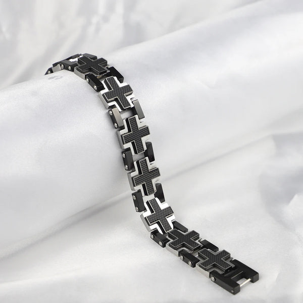 The Steadfast Carbon Cross Bracelet Bracelets by Bennett & Cross – view 3