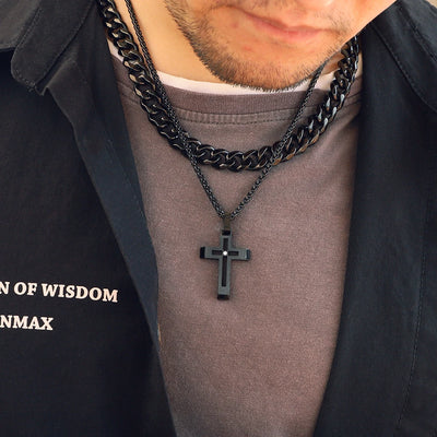 Modernist Inlay Cross Pendant