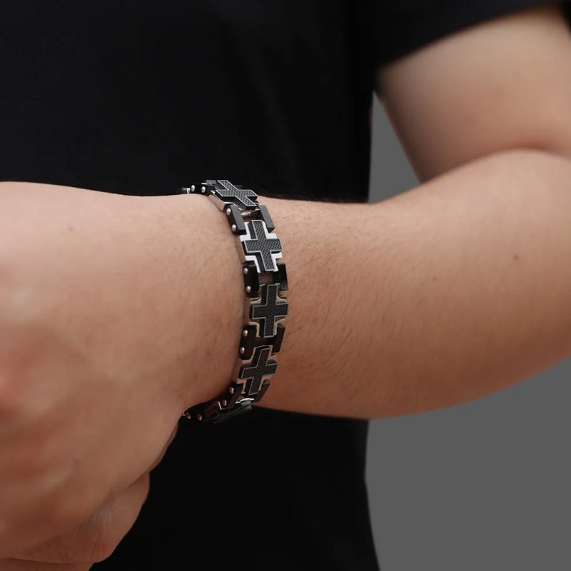 The Steadfast Carbon Cross Bracelet Bracelets by Bennett & Cross – view 2