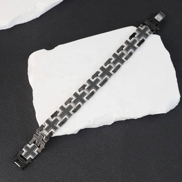 The Steadfast Carbon Cross Bracelet Bracelets by Bennett & Cross – view 6